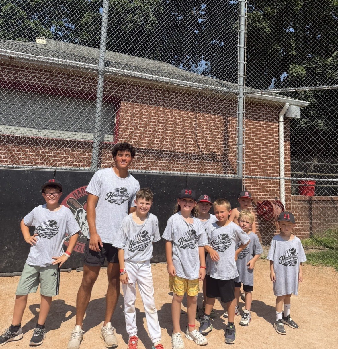 A WIN coach with his group of campers at Haddonfield Youth Baseball Camp